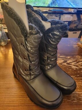 Sporto Women's Black Quilted Faux-Fur Winter Boots